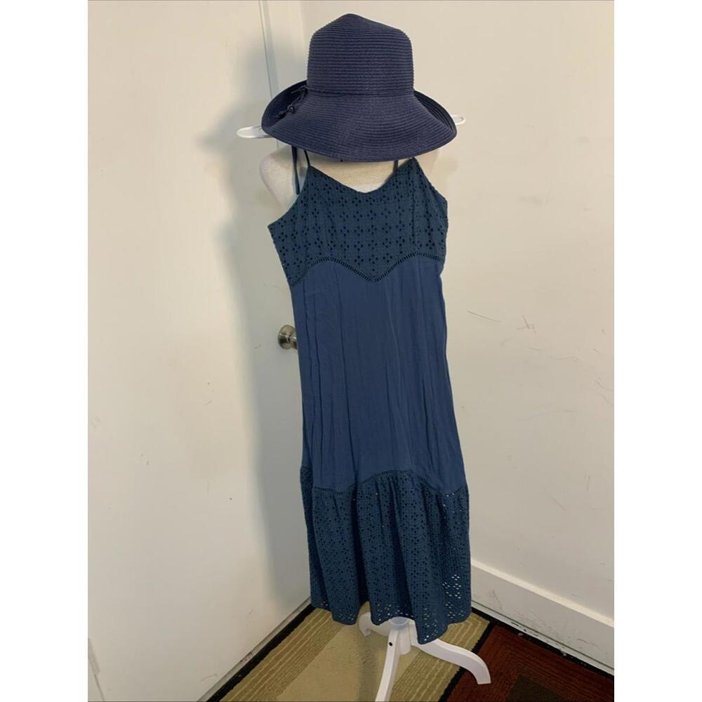Mi A Mi XS Teal Eyelet Lace‎ Sundress Tiered Lace Lined Boho Prairie